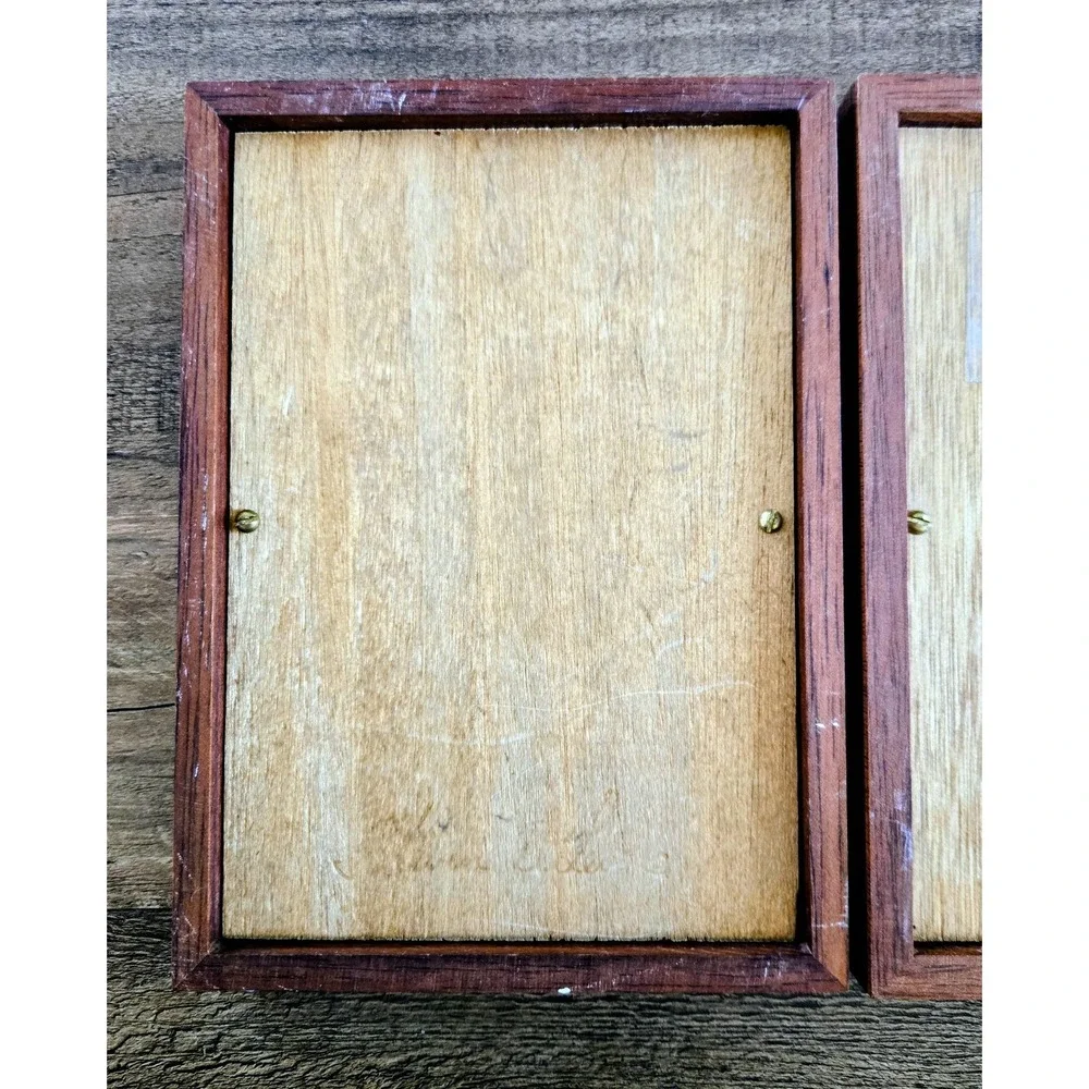 VTG Handcrafted Blood Wood Hinged Double 4x6 Photo Frame By Steven B. Levine
